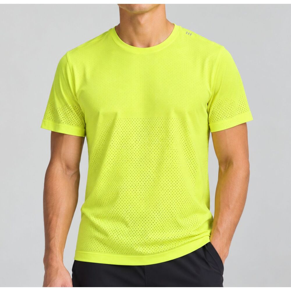 Men Lululemon Metal Vent Tech Short Sleeve Shirt Neon Yellow Green Large